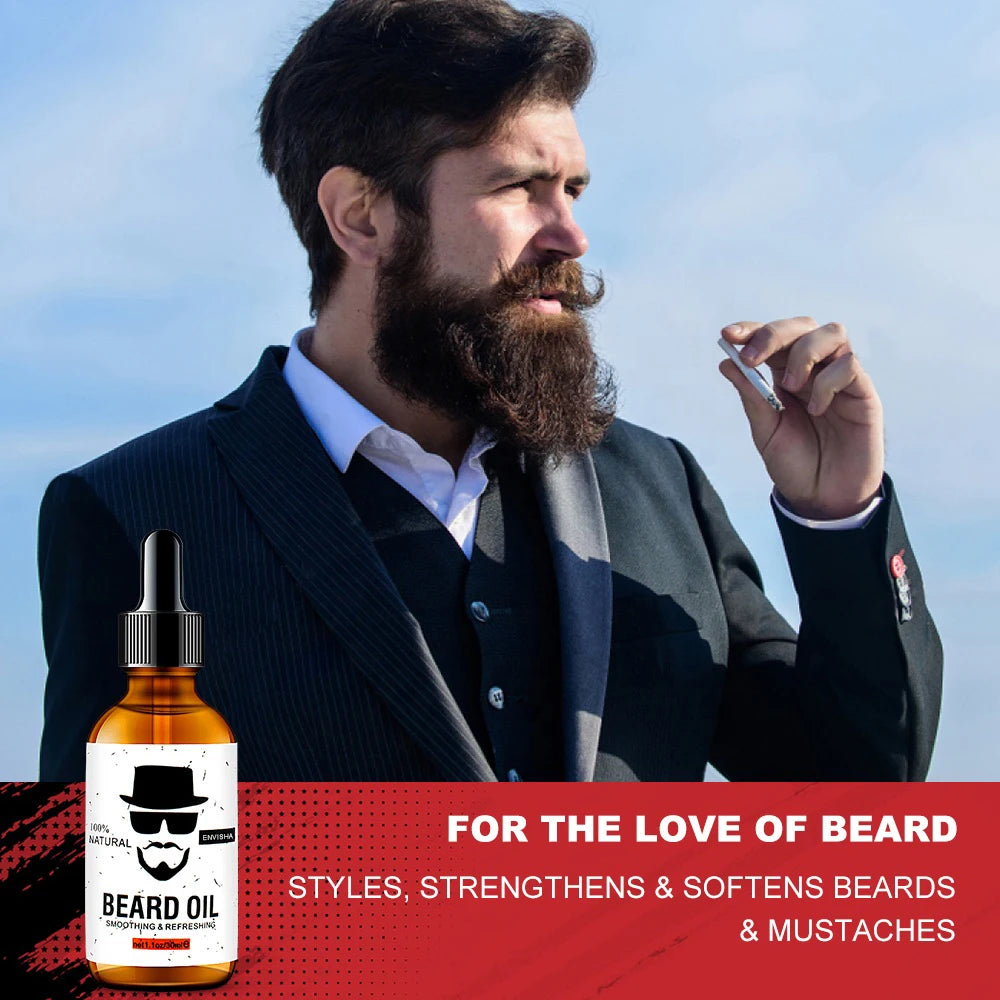 ENVISHA Growth Beard Care Oil Beard Cream Thicker More Full Thicken Hair For Men Grooming Treatment Clean Repair Moisturizing