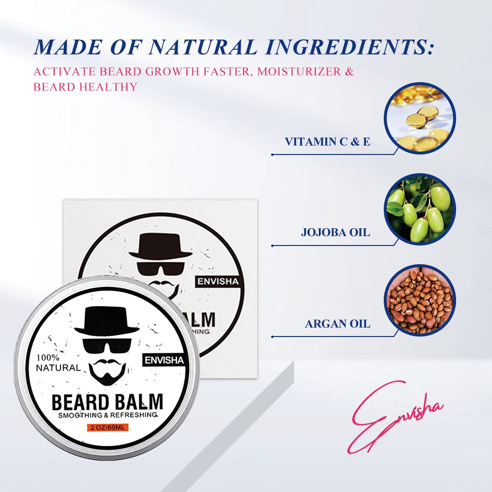 ENVISHA Growth Beard Care Oil Beard Cream Thicker More Full Thicken Hair For Men Grooming Treatment Clean Repair Moisturizing