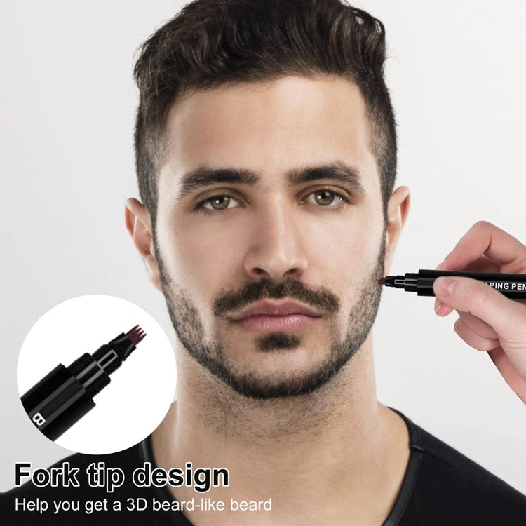Cross-Border Beard Pen Beard Stylish Pen Naturally Waterproof a Tin Beard Tracing Pen Men's Eyebrow Pencil Makeup Brush