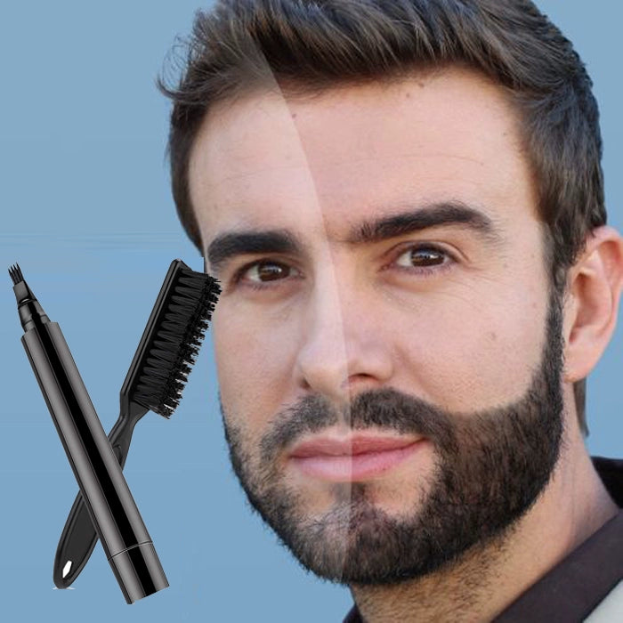 Cross-Border Beard Pen Beard Stylish Pen Naturally Waterproof a Tin Beard Tracing Pen Men's Eyebrow Pencil Makeup Brush