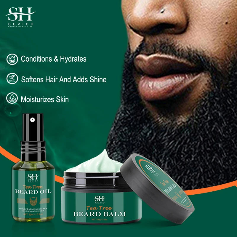 Sevich Tea Tree Beard Care Series Fast and Effective Beard Growth And Gentle Cleansing Skin Soft Men's Beard Care Essence