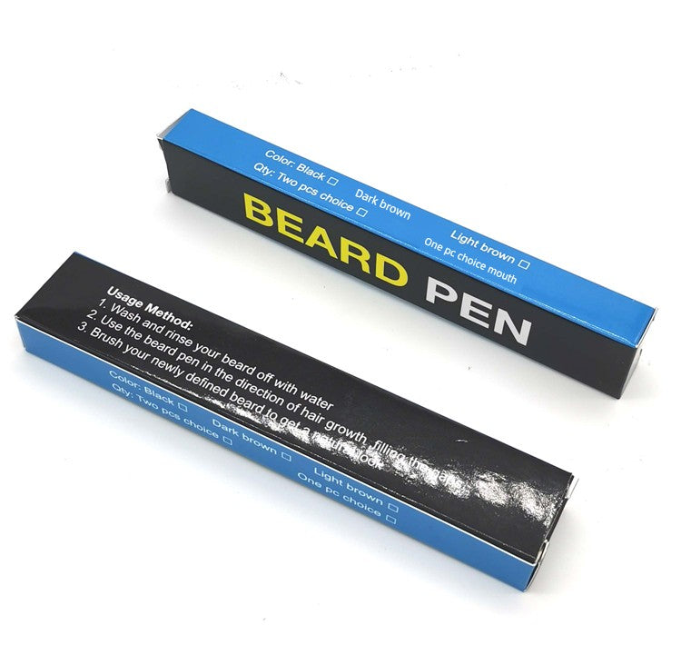 Cross-Border Beard Pen Beard Stylish Pen Naturally Waterproof a Tin Beard Tracing Pen Men's Eyebrow Pencil Makeup Brush