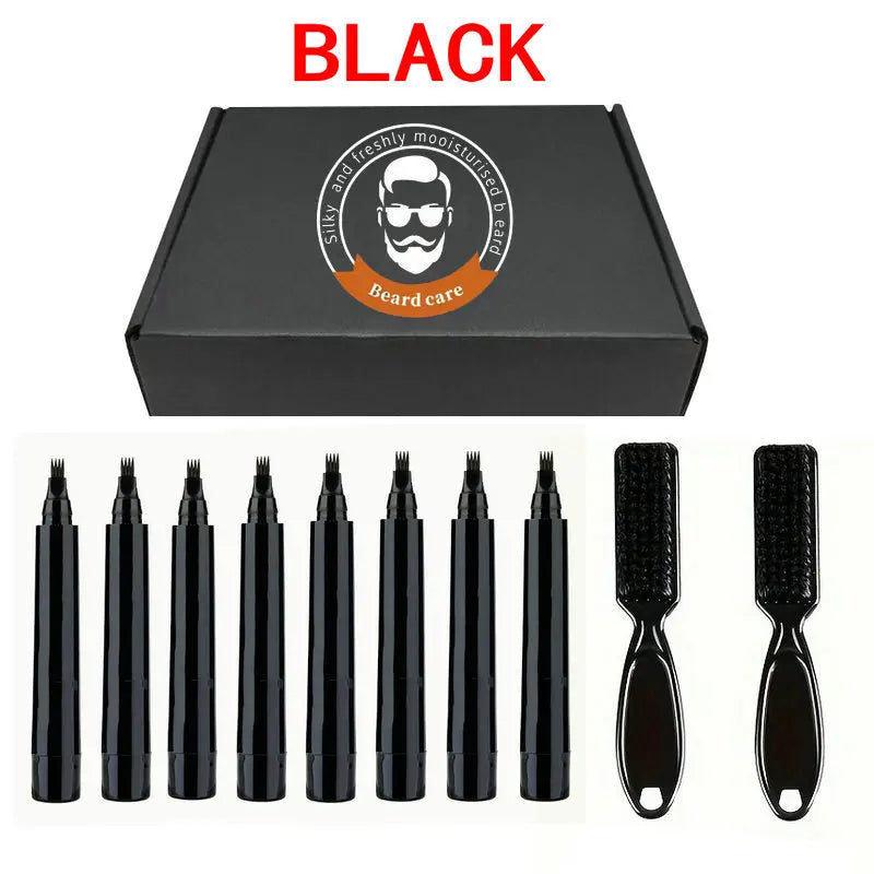 Hot Sale Beard Filling Pen Kit Beard Enhancer Brush Beard Coloring Shaping Tools Waterproof Black Brown Hair Pencil Man Cosmetic