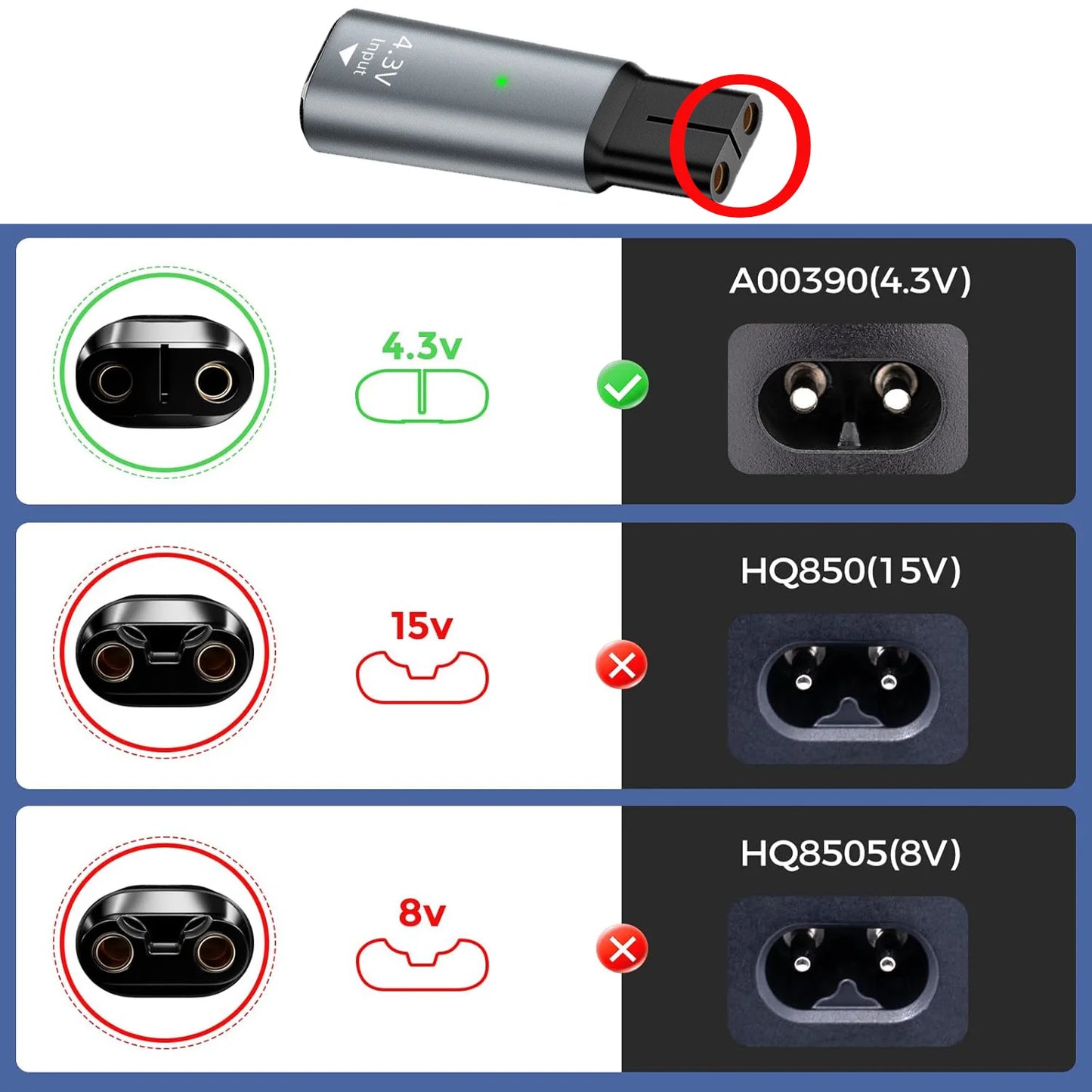 Rechargeable Electric Shavor with 3 replaceable heads