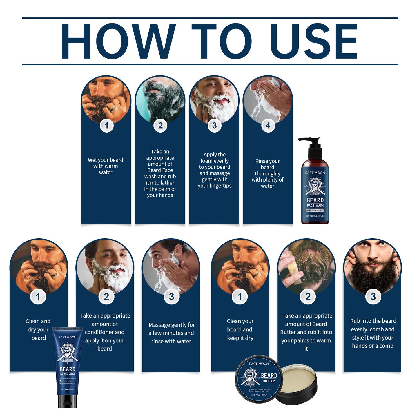 Men Sandalwood Beard Care Set With Comb Deep Moisturizing Improve Grooming Strengthen Thickener Keep Smoothing Beard Growth Wax