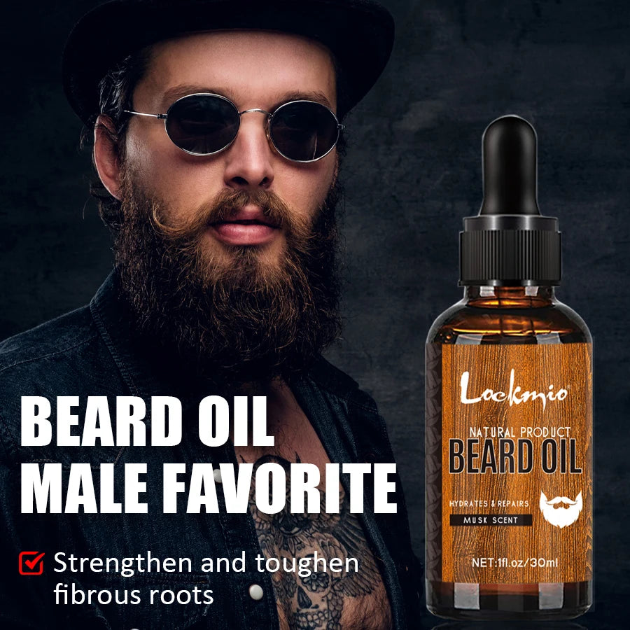 LOCKMIO 4pcs/set Beard Oil Beards Essence Oil for Nourishing and Shaping Frizz Unruly Beards Beard Moisturizing Care Conditioner