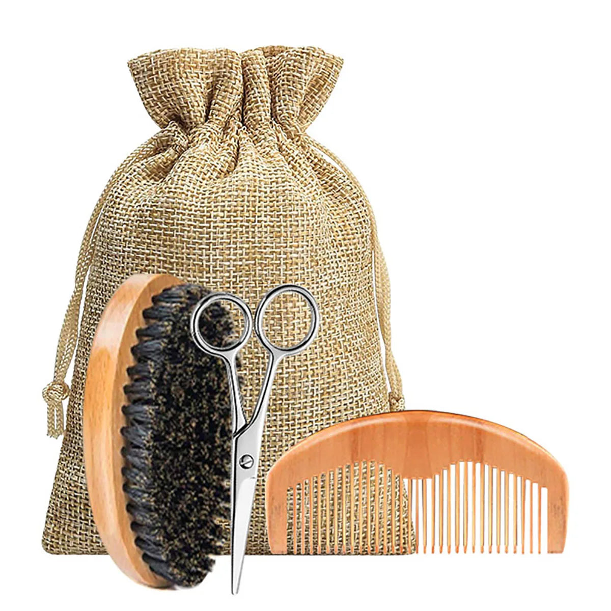 Beard Oil Beard Balm Comb Brush Sack Scissors 6 Piece Set