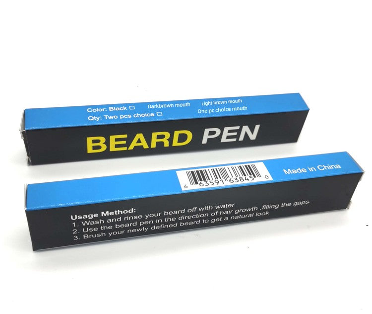 Cross-Border Beard Pen Beard Stylish Pen Naturally Waterproof a Tin Beard Tracing Pen Men's Eyebrow Pencil Makeup Brush