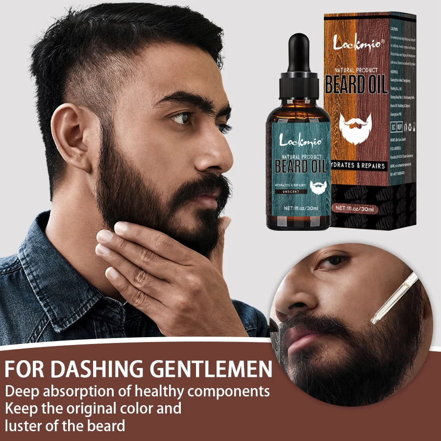 LOCKMIO 4pcs/set Beard Oil Beards Essence Oil for Nourishing and Shaping Frizz Unruly Beards Beard Moisturizing Care Conditioner