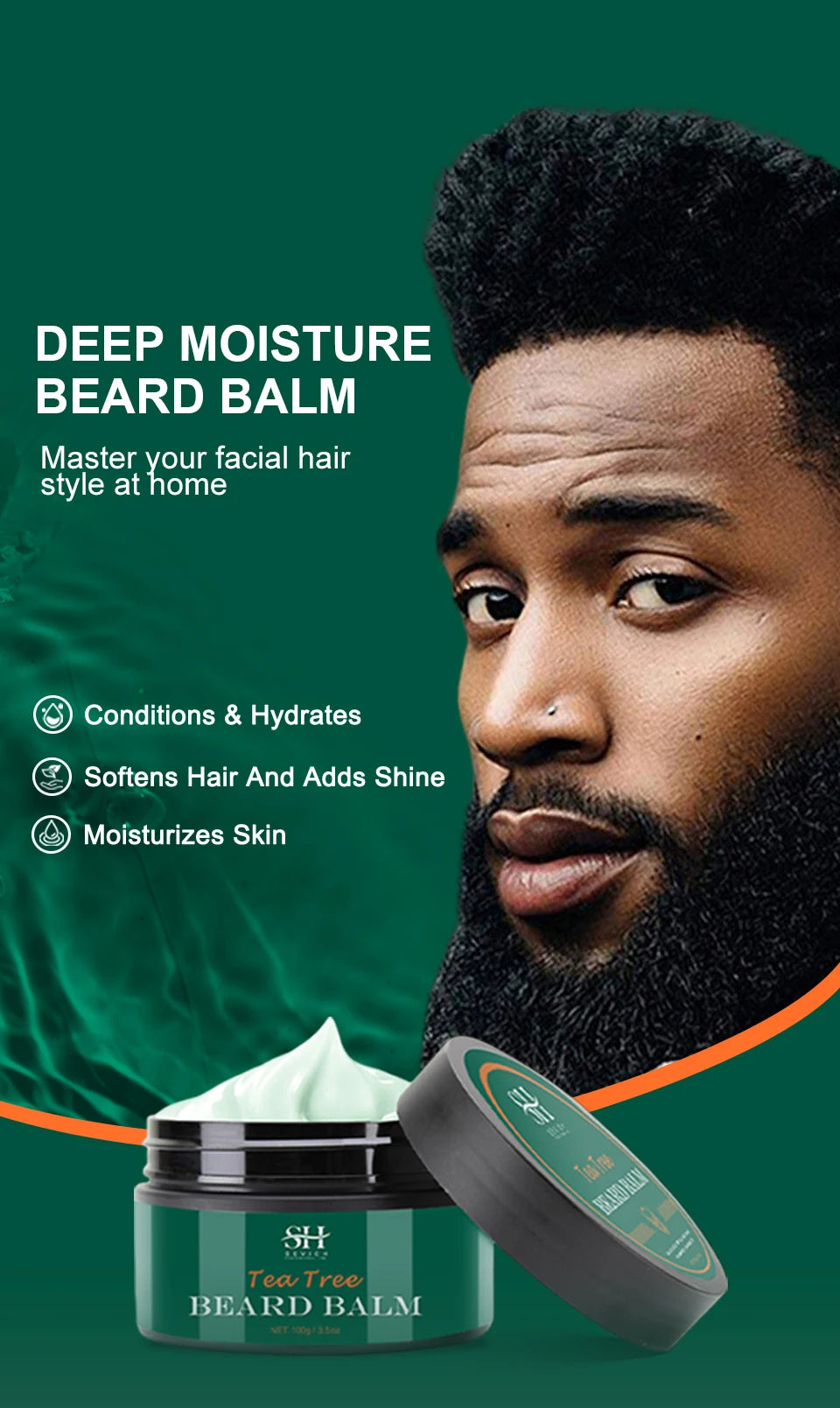 Sevich Tea Tree Beard Care Series Fast and Effective Beard Growth And Gentle Cleansing Skin Soft Men's Beard Care Essence