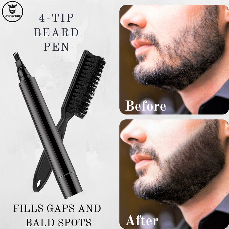 Cross-Border Beard Pen Beard Stylish Pen Naturally Waterproof a Tin Beard Tracing Pen Men's Eyebrow Pencil Makeup Brush