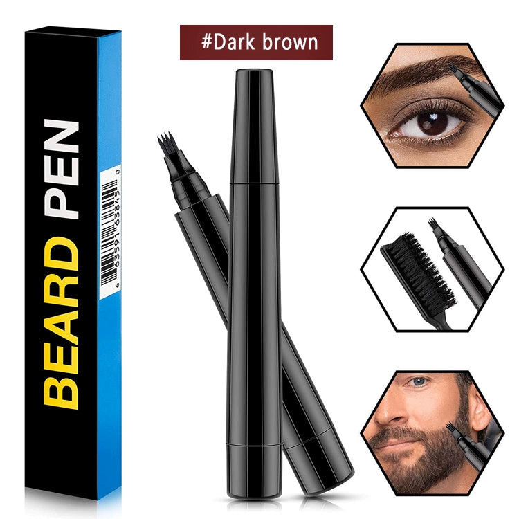 Cross-Border Beard Pen Beard Stylish Pen Naturally Waterproof a Tin Beard Tracing Pen Men's Eyebrow Pencil Makeup Brush