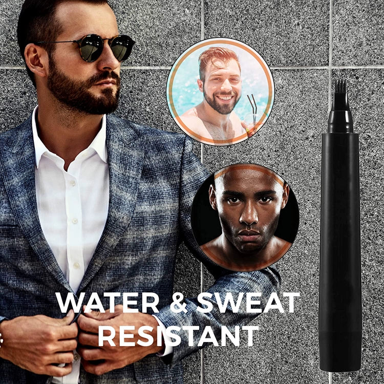 Cross-Border Beard Pen Beard Stylish Pen Naturally Waterproof a Tin Beard Tracing Pen Men's Eyebrow Pencil Makeup Brush