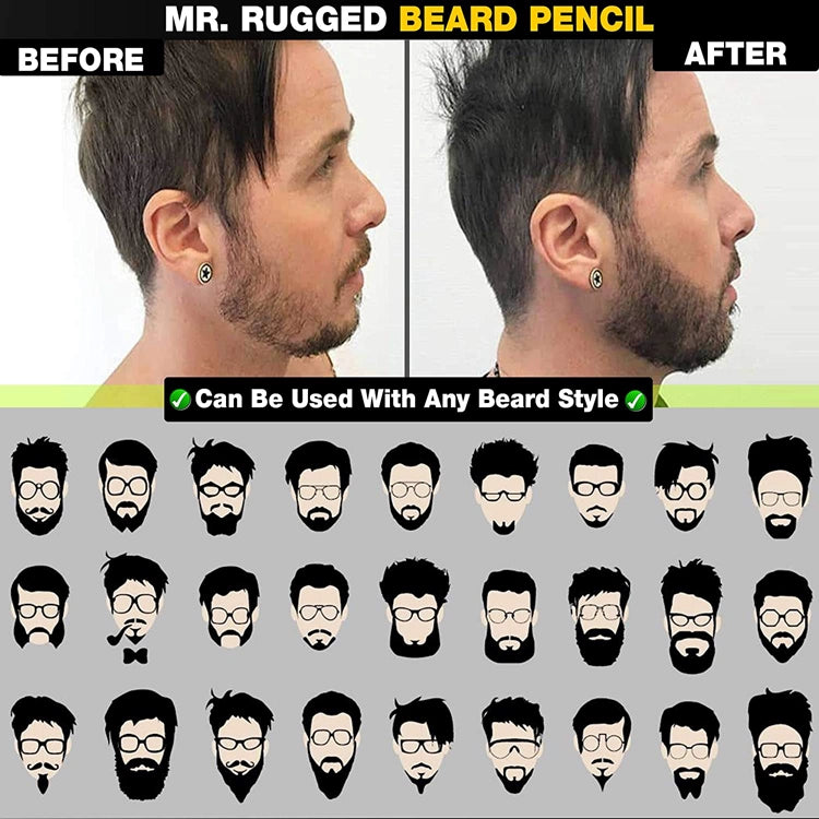 Cross-Border Beard Pen Beard Stylish Pen Naturally Waterproof a Tin Beard Tracing Pen Men's Eyebrow Pencil Makeup Brush