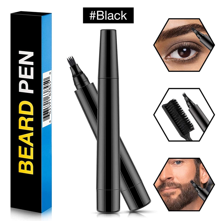 Cross-Border Beard Pen Beard Stylish Pen Naturally Waterproof a Tin Beard Tracing Pen Men's Eyebrow Pencil Makeup Brush