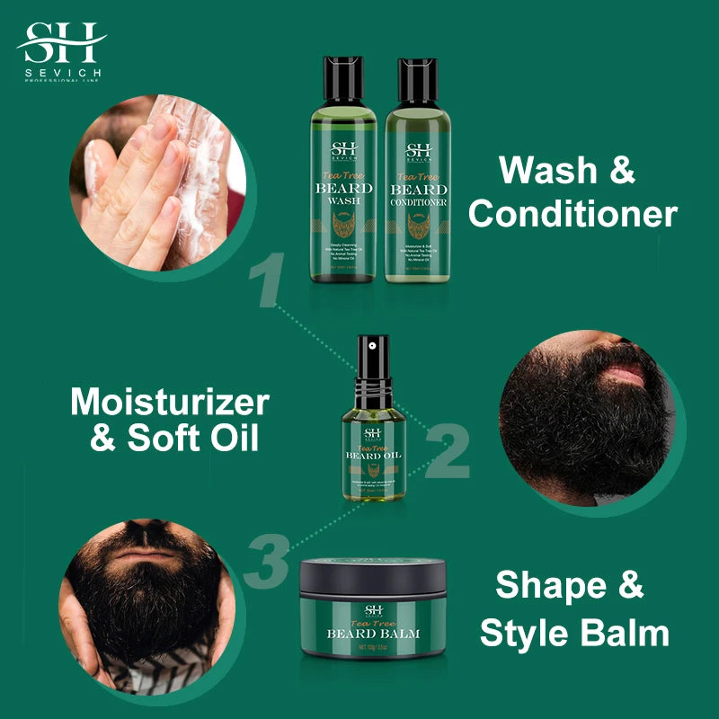 Sevich Tea Tree Beard Care Series Fast and Effective Beard Growth And Gentle Cleansing Skin Soft Men's Beard Care Essence