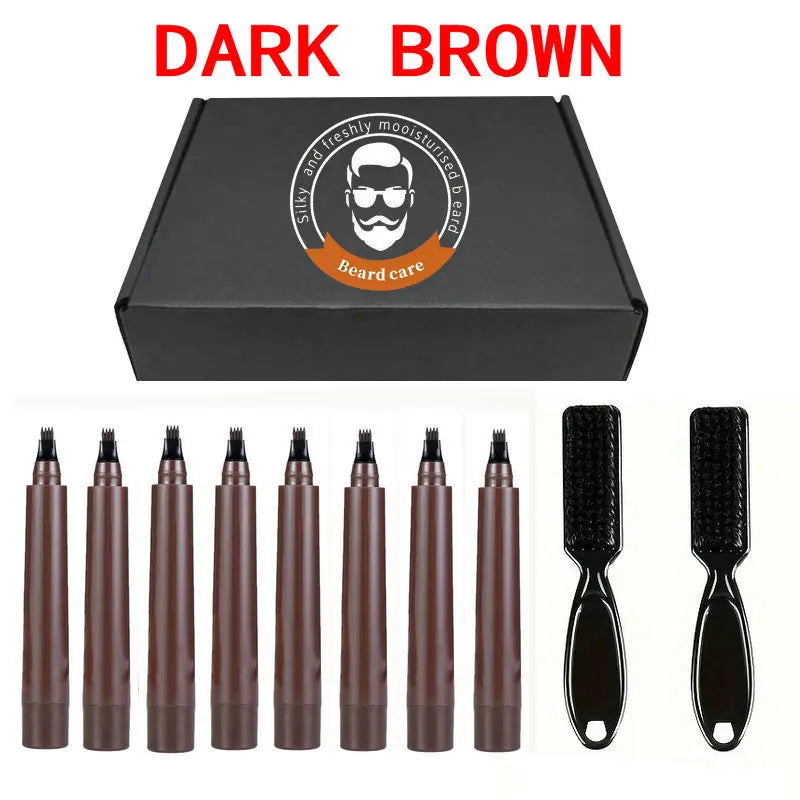Hot Sale Beard Filling Pen Kit Beard Enhancer Brush Beard Coloring Shaping Tools Waterproof Black Brown Hair Pencil Man Cosmetic